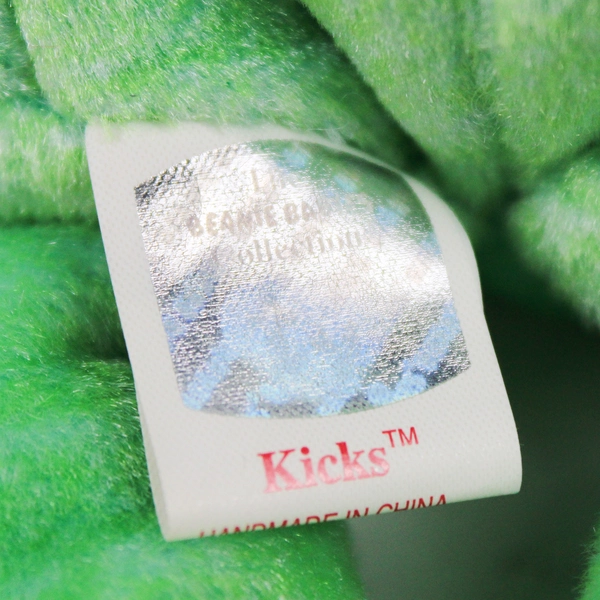 TY Beanie Baby Kicks 1999 Green Bear With Ear Tag Error Vintage 1998 Plush