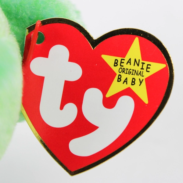 TY Beanie Baby Kicks 1999 Green Bear With Ear Tag Error Vintage 1998 Plush