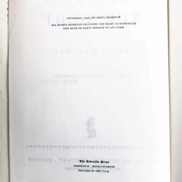 West With The Night Beryl Markham 1942 1st Edition 1st Printing Hardcover