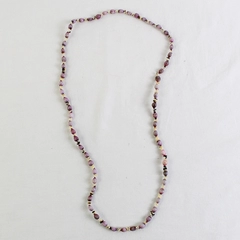 Purple and White Seed Shell Boho Beaded Necklace 17"