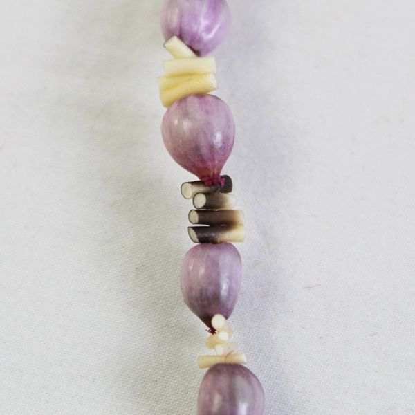 Purple and White Seed Shell Boho Beaded Necklace 17"