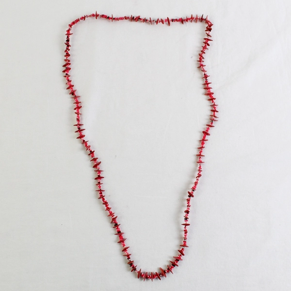 Red Seed Shell Boho Beaded Necklace 17"