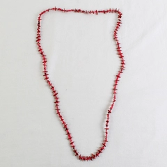 Red Seed Shell Boho Beaded Necklace 17"