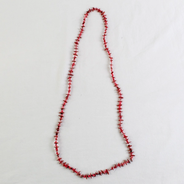 Red Seed Shell Boho Beaded Necklace 17"