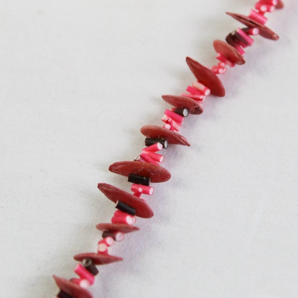 Red Seed Shell Boho Beaded Necklace 17"