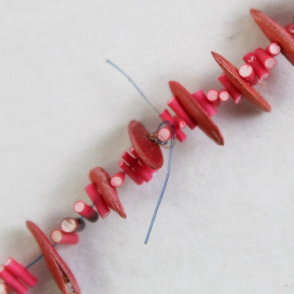 Red Seed Shell Boho Beaded Necklace 17"