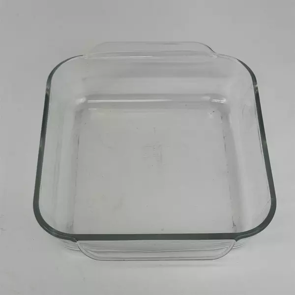 Vintage Pyrex 2 Qt 222-R Clear Glass Square 8x8x2 Baking Cake Dish Handles 