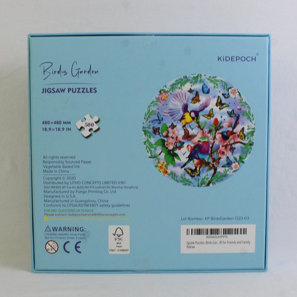Birds Garden Circular Jigsaw Puzzle, 500 Pieces Complete 2020