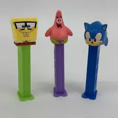 3 Pez Dispensers Sonic Sponge Bob Patrick Made In China And Hungary