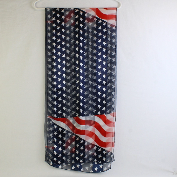 USA Stars & Stripes Flag Design Acrylic Scarf Knit 60” x 13.8"