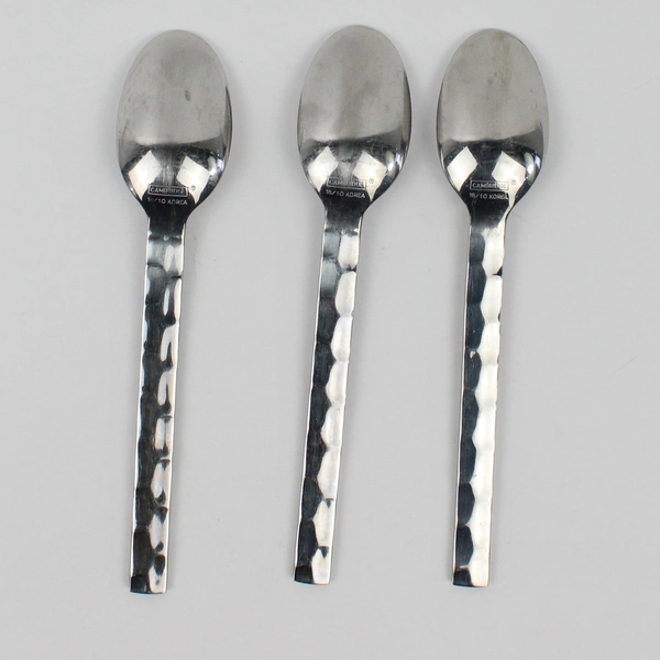 Lot of 3 Cambridge Silver Teaspoons 18/10 Stainless CBS123 Pattern Hammered 6.75