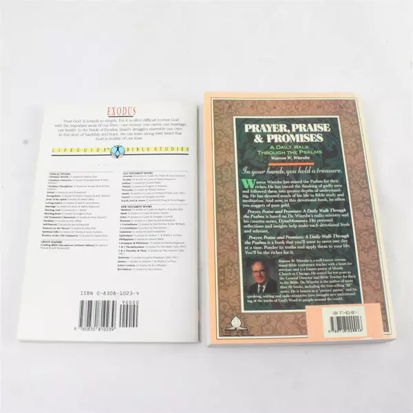 Lot of 2 Books Prayer, Praise & Promises and Exodus Learning to Trust God