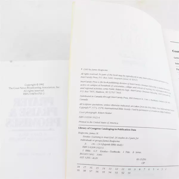 Lot of 2 Books Prayer, Praise & Promises and Exodus Learning to Trust God