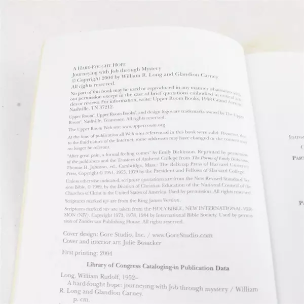 A Hard-Fought Hope: Journeying with Job Through Mystery by William R. Long