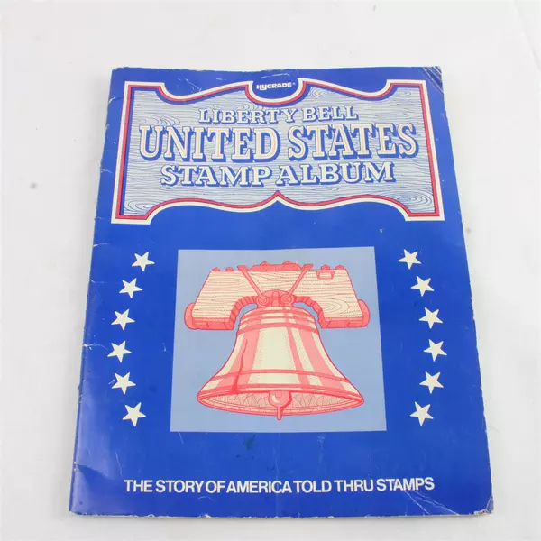 Liberty Bell United States Stamp Album Binder w/ 87 Stamps Vintage Collectible