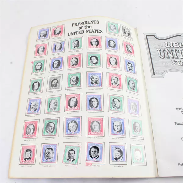 Liberty Bell United States Stamp Album Binder w/ 87 Stamps Vintage Collectible