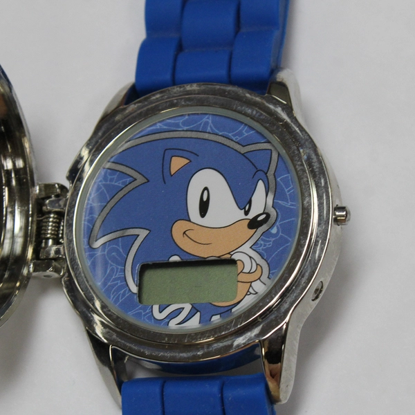 Sega Sonic the Hedgehog Top Spinner Flip Digital Rubber Watch Needs Battery