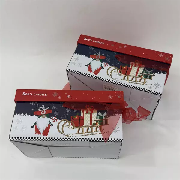 Lot of 2 See's Candies Jolly Gnomes Cardboard Holiday Candy Boxes 2024 Empty
