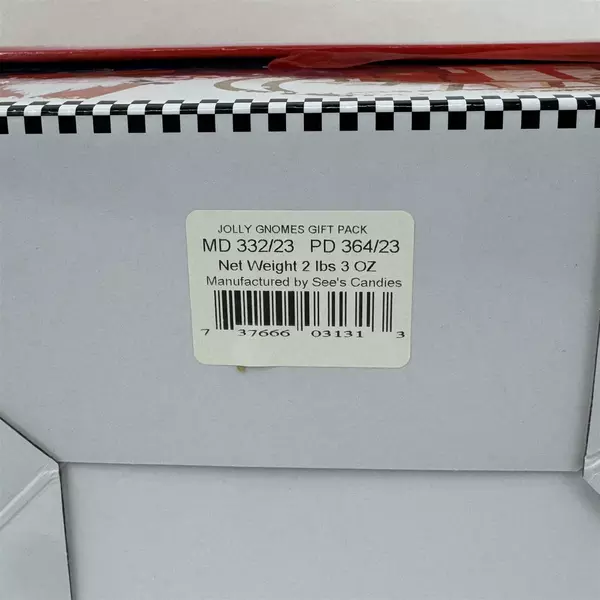 Lot of 2 See's Candies Jolly Gnomes Cardboard Holiday Candy Boxes 2024 Empty