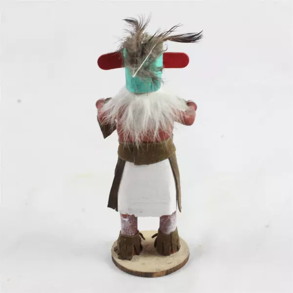 Vintage Morning Singer Navajo Kachina Doll 6.5" Fur & Feather Accents
