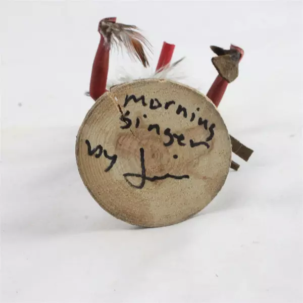 Vintage Morning Singer Navajo Kachina Doll 6.5" Fur & Feather Accents