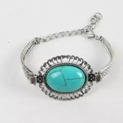 Beautiful 925 Sterling Silver Turquoise Bracelet Length 8"