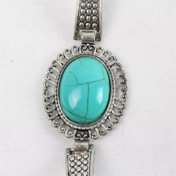 Beautiful 925 Sterling Silver Turquoise Bracelet Length 8"