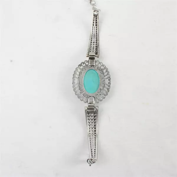 Beautiful 925 Sterling Silver Turquoise Bracelet Length 8"
