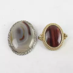 Lot of 2 Belero Agate Tie Pins Vintage Assorted Sizes