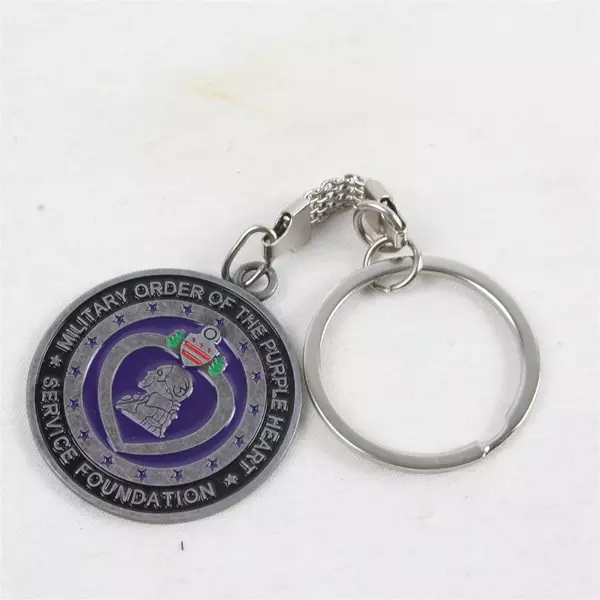 Military Order of the Purple Heart Service Foundation Metal Keychain Ring