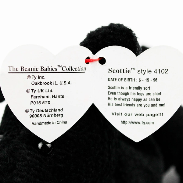 Ty Beanie Babies Scottie 1996 Black Scottish Terrier Dog With Tag Plush Toy 4102