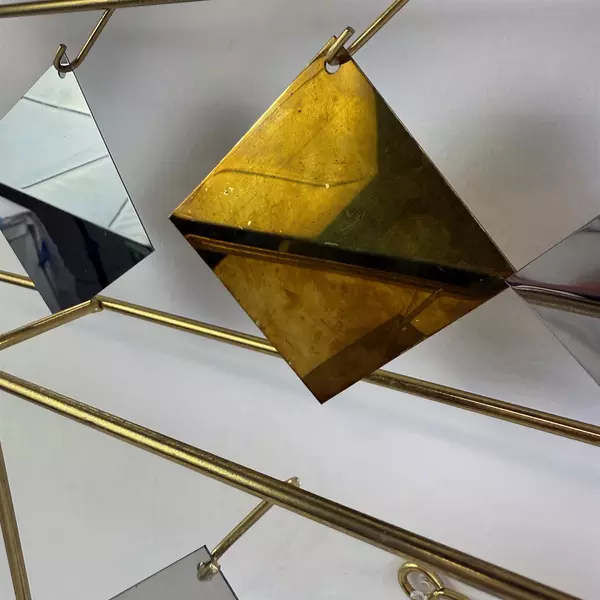 MCM 1970s 2 Piece Curtis Jere Kinetic Abstract Wall Sculpture Brass Chrome 