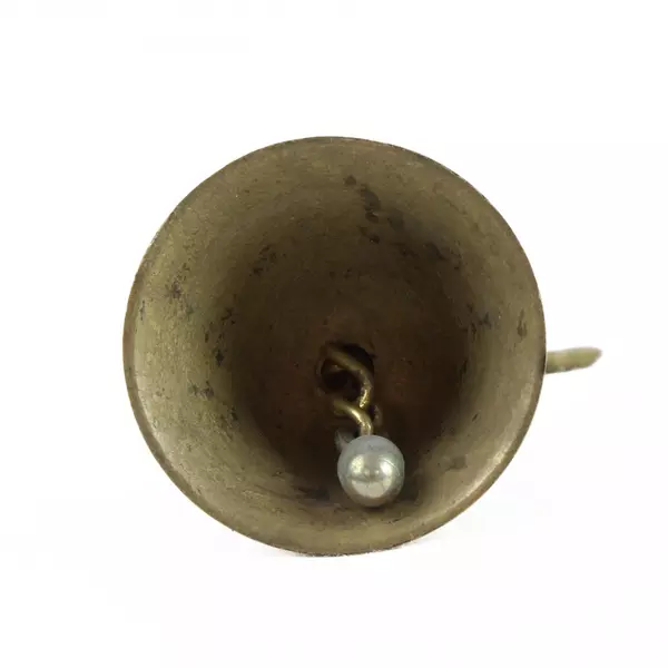 Vintage Brass Bell Witch on Broom Halloween Hallows Eve Wicca Crone 3 1/2 in