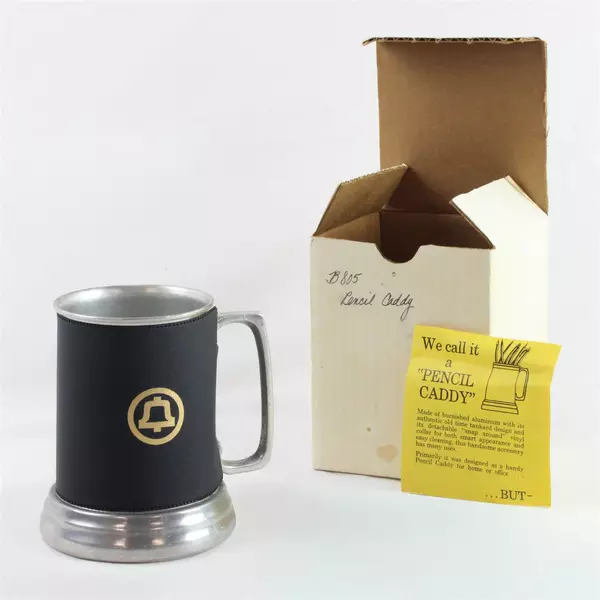 Burnished Aluminum Pencil Caddy 5.5" Desk Organizer Modern