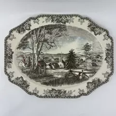 VTG Johnson Brothers The Friendly Village Village Scene Turkey Platter 20" 