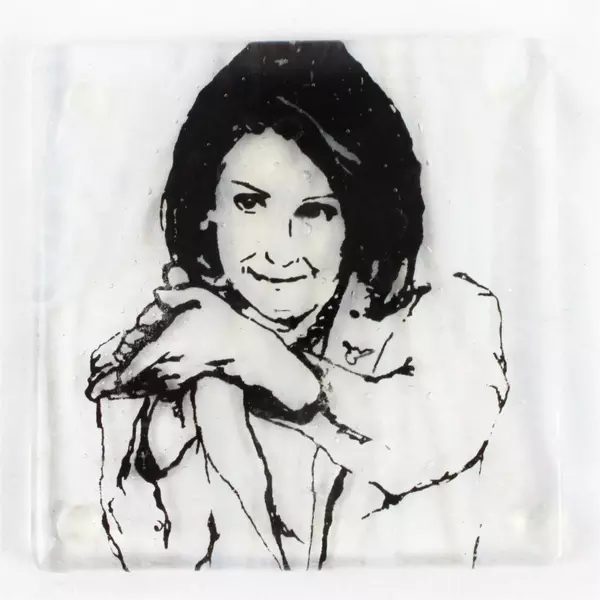 Nancy Pelosi Glass Tile Drink Coaster 4" Square Used Collectible