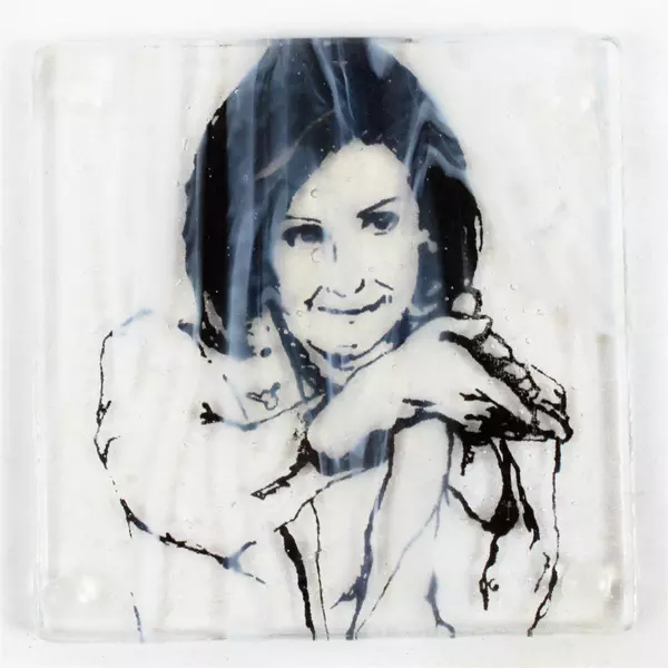 Nancy Pelosi Glass Tile Drink Coaster 4" Square Used Collectible
