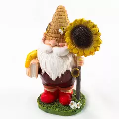 6.5" Bumblebee Gnome Figurine w/ Sunflower Garden Decor