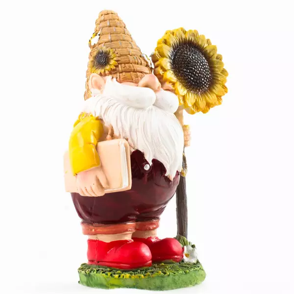 6.5" Bumblebee Gnome Figurine w/ Sunflower Garden Decor