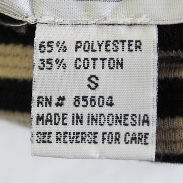 Oleg Cassini Black and Beige Striped Long-Sleeve Turtleneck Top Women's Small