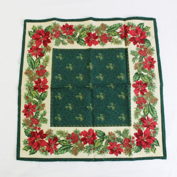 Set of 15 Handmade Christmas Poinsettia Design Cloth Napkins DIY Fabric FLAWED
