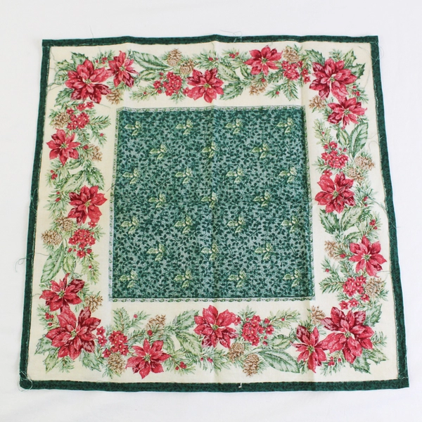 Set of 15 Handmade Christmas Poinsettia Design Cloth Napkins DIY Fabric FLAWED