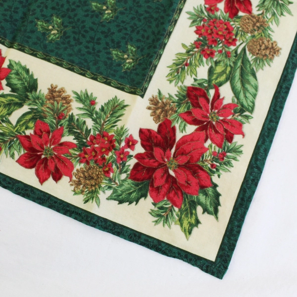 Set of 15 Handmade Christmas Poinsettia Design Cloth Napkins DIY Fabric FLAWED