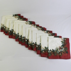 Set of 14 Vintage Christmas Cloth 19" Square Napkins DIY Upcycling FLAWED