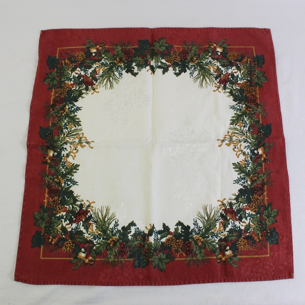 Set of 14 Vintage Christmas Cloth 19" Square Napkins DIY Upcycling FLAWED