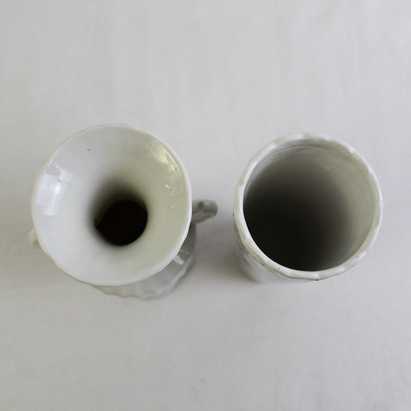 Lot of 2 White Bud Vases Chintz Floral Style Victorian Elegant