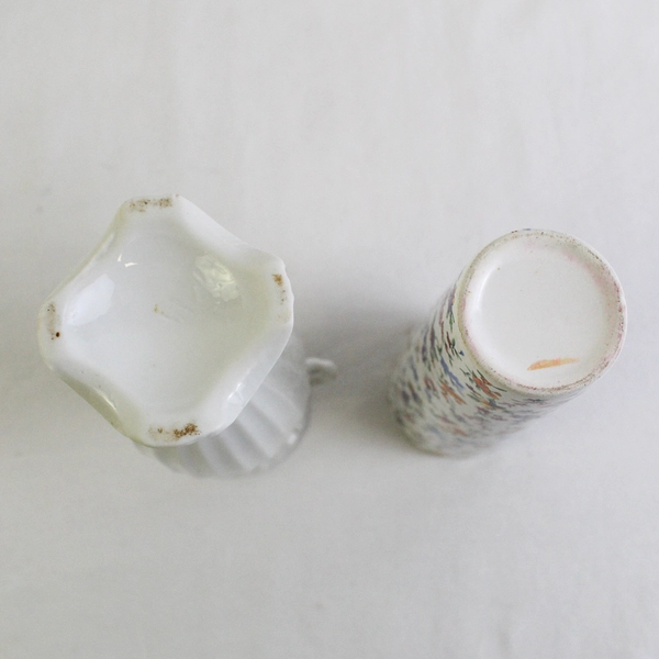 Lot of 2 White Bud Vases Chintz Floral Style Victorian Elegant