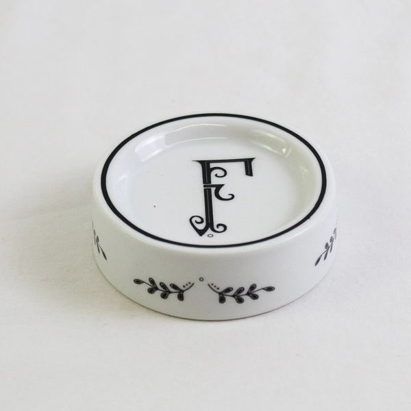 Rosanna Calligraphie Black & White Monogram F Trinket Dish