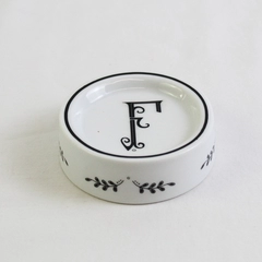 Rosanna Calligraphie Black & White Monogram F Trinket Dish
