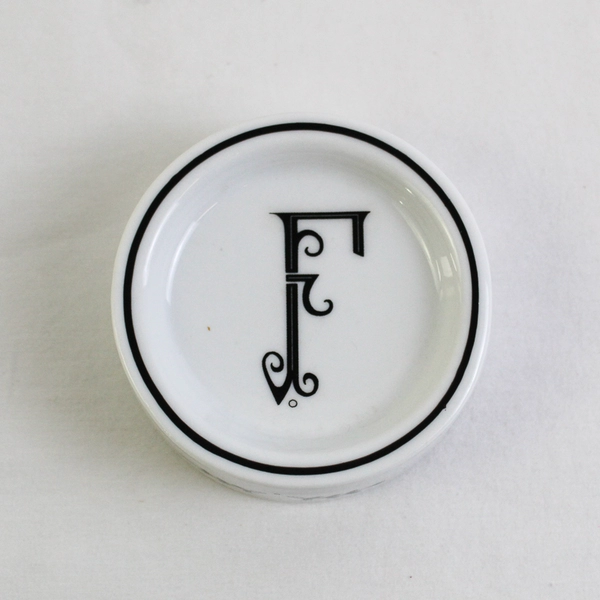 Rosanna Calligraphie Black & White Monogram F Trinket Dish